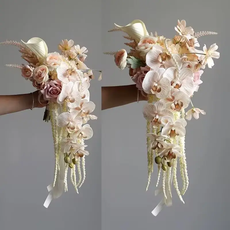 Bouquet Fake Flower, Waterfall Water Drop Bridal Bouquet Wedding Photography Flower Home Countertop