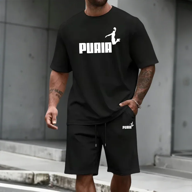 

Men's Set Pure Cotton T-shirt and Sports Shorts Summer Daily Casual Fashion Short Sleeve Jogger Suit Home Outdoor Tshirt Outfits