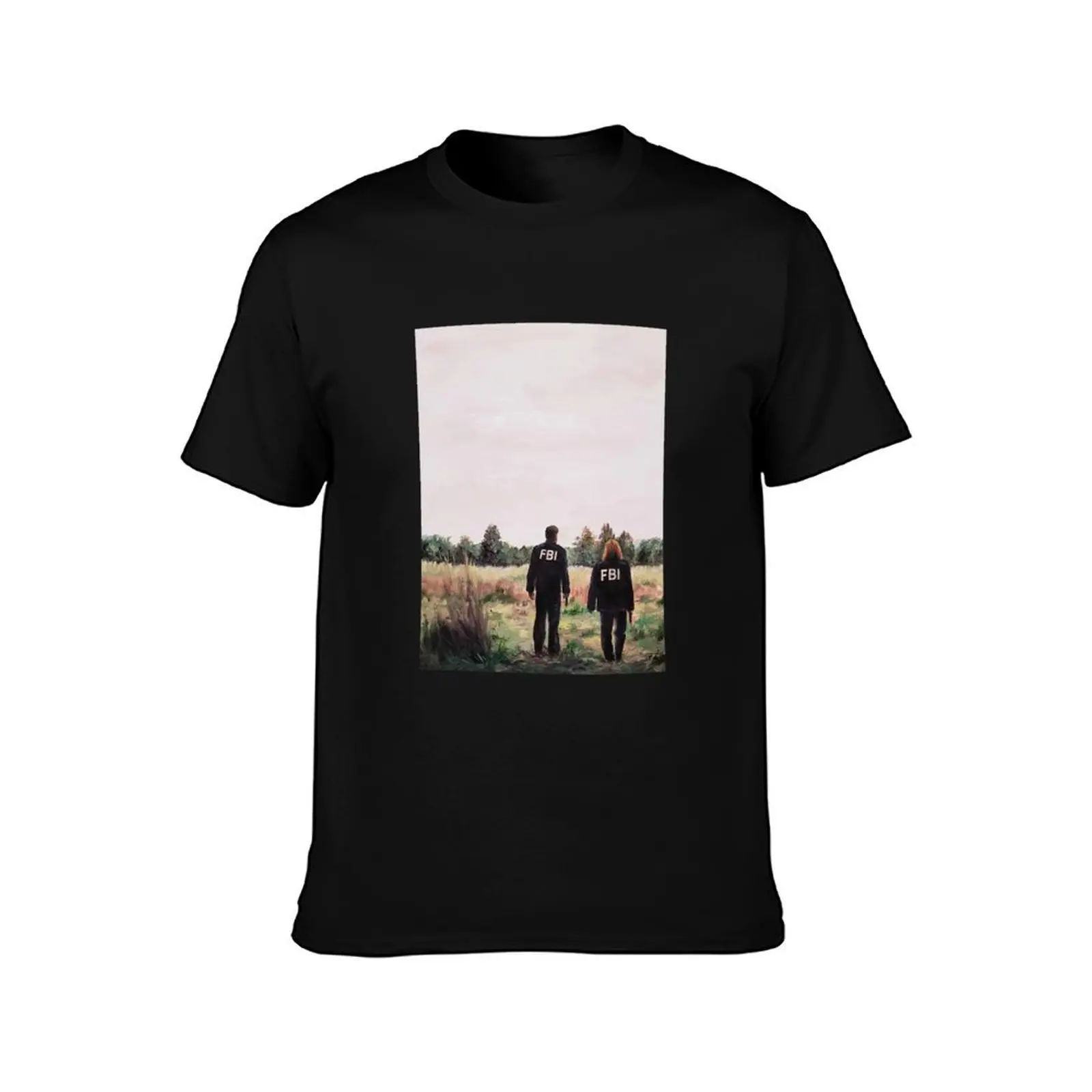 Mulder and Scully in FBI Jackets in Field The X Files T-Shirt Quick Dry Outdoor Sports T-Shirt