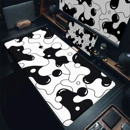 Imagen 2 del producto Alfombrilla de ratón para juegos, alfombrilla de mesa de gran tamaño, alfombrilla de ratón líquida Strata azul y blanca XXL, alfombrilla de goma para juegos de ordenador, alfombrilla para teclado de escritorio