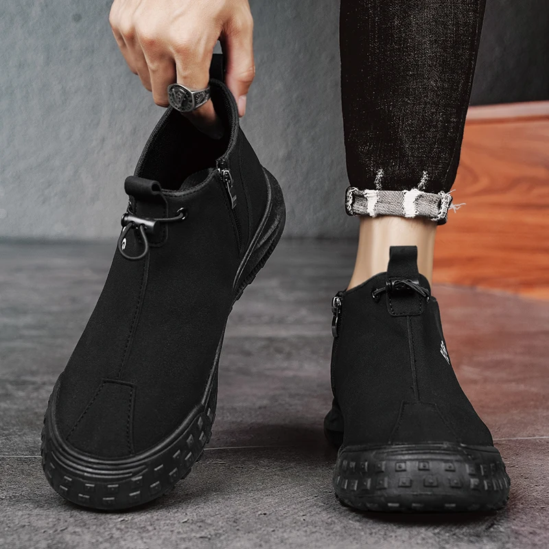 2025 primavera tênis preto masculino venda design zíper sapatos de alta qualidade para homens camurça couro tênis casuais masculino chaussure hommes