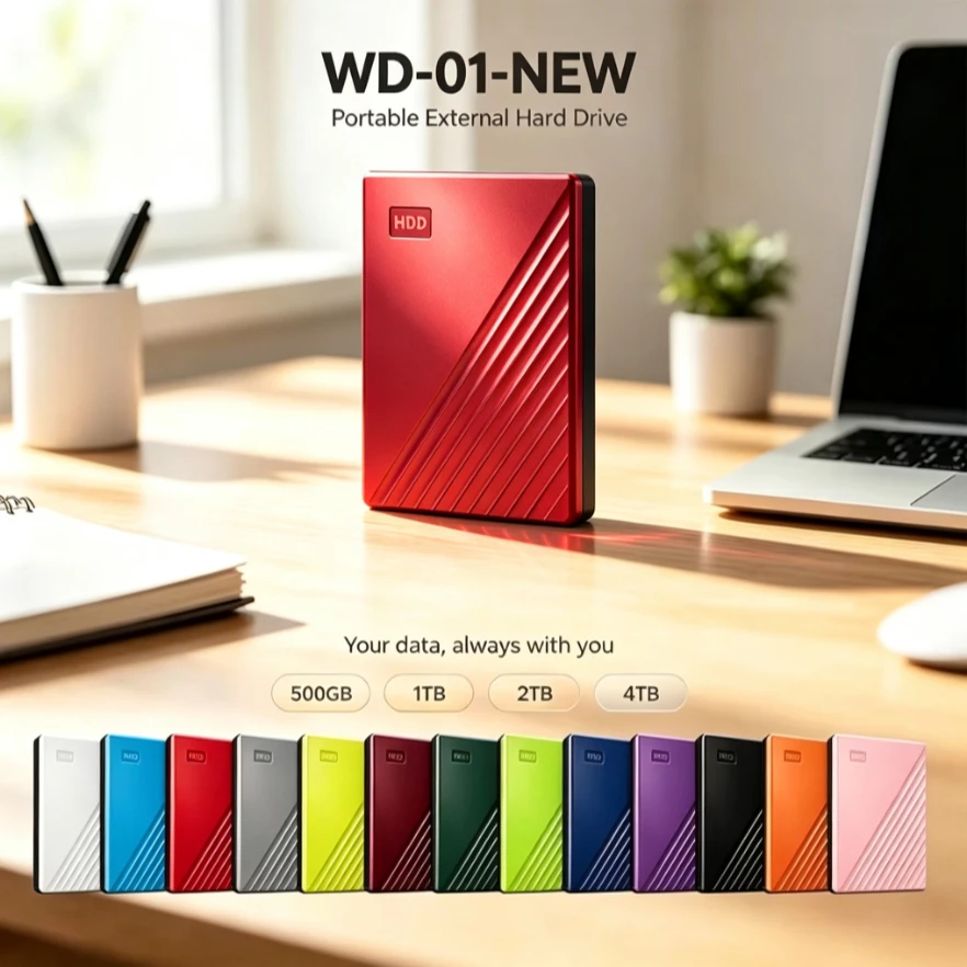 Original Portable External Wine Red / Pink / Orange Hard Drive USB 3.0 Encrypted Storage Disk 500GB-4TB High Speed for Laptop