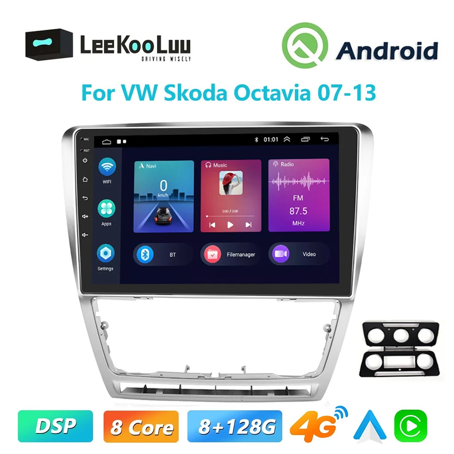 

LeeKooLuu Car Radio 2din Android Autoradio GPS Navigation Multimedia Player For SKODA Octavia 2 A5 2007-2014 Carplay 4G WiFi DSP