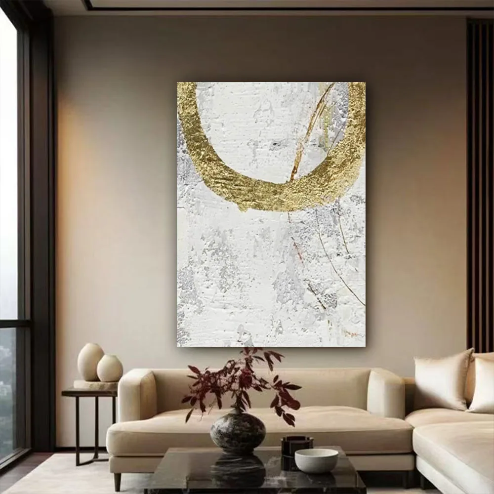 

Best Wall Art Blue Gray Yellow Texture Abstract Oil Paintings On Canvas Handmade Wall Painting For Home Decor Gold Mural Artwork