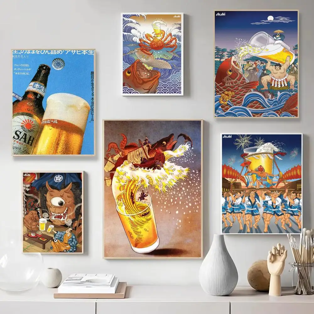 Classic Brands A-Asahi B-Beer Poster Wall Art Print Poster for Bedroom Living Room Home Decor Gift Artwork