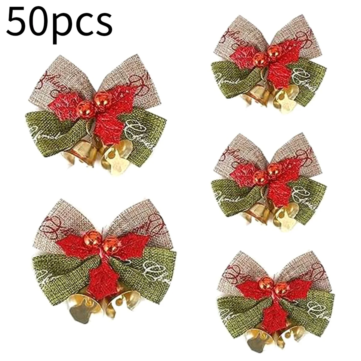 Mini Christmas Bow Decorations Green & Red Burlap Wreaths Bows Small Christmas Tree Bows for Wedding Party