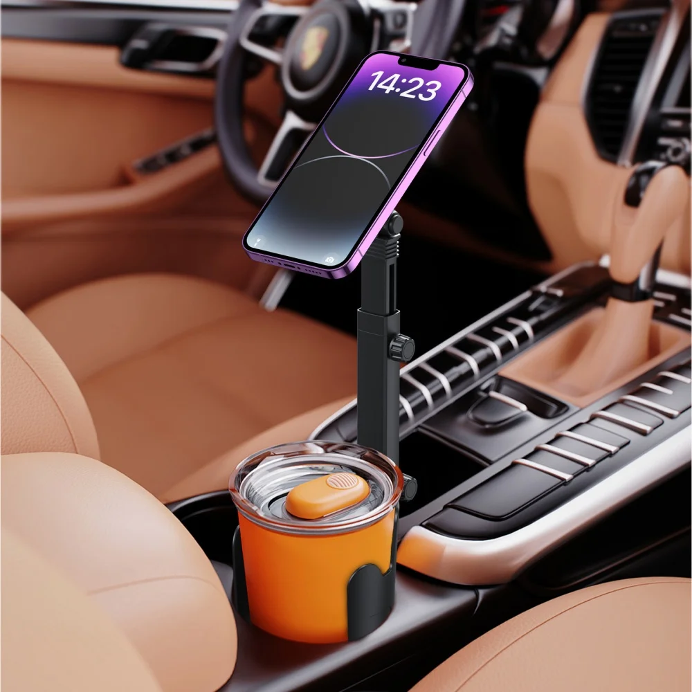

Magnetic Car Mug Phone Holder 360°Rotation 2 in 1 Suction Cup Cell Phone Holder Metal Angle Adjustment Flexible Cell Holder