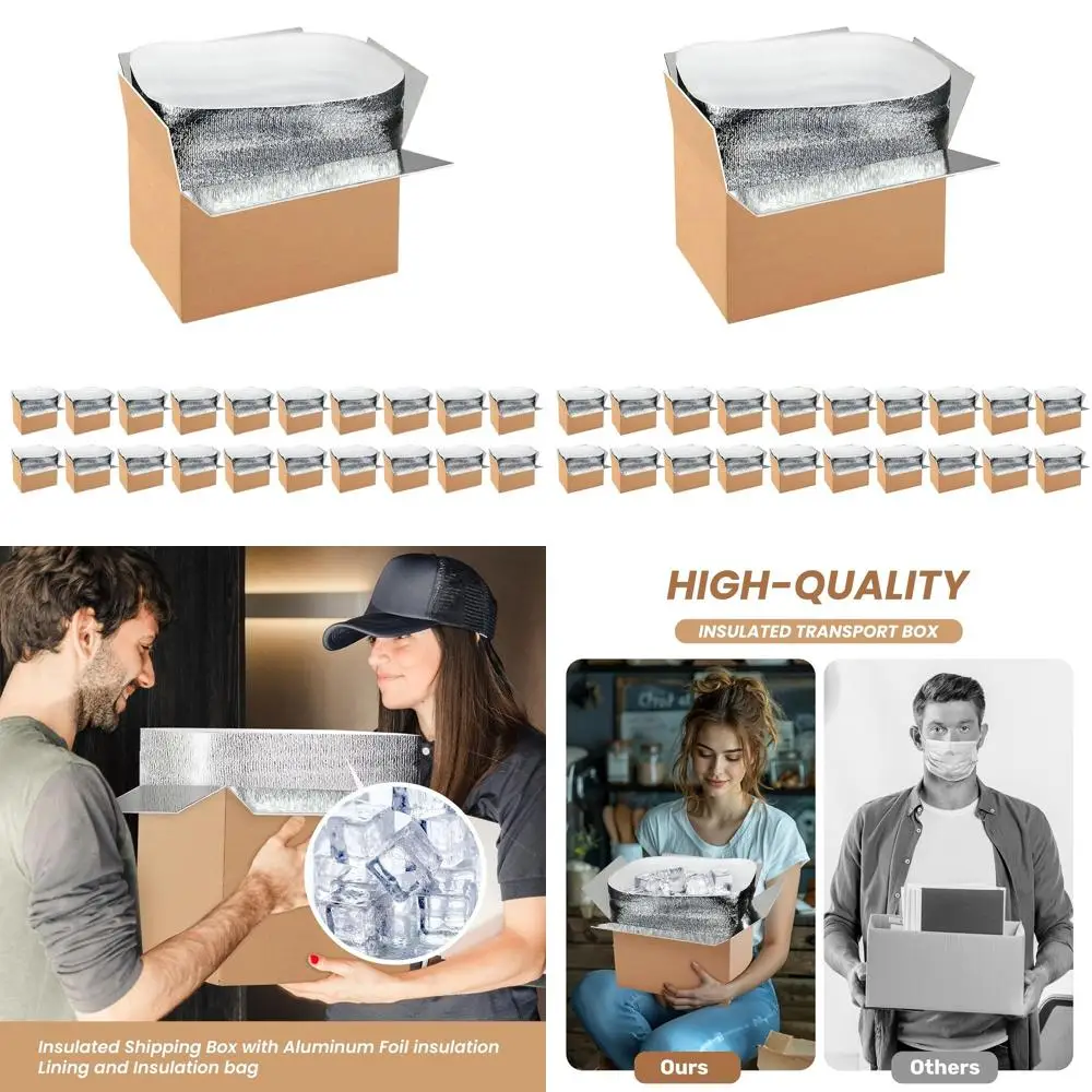 

Reusable Insulated Shipping Boxes with Liners, Thermal Cold Packs, 12x10x7