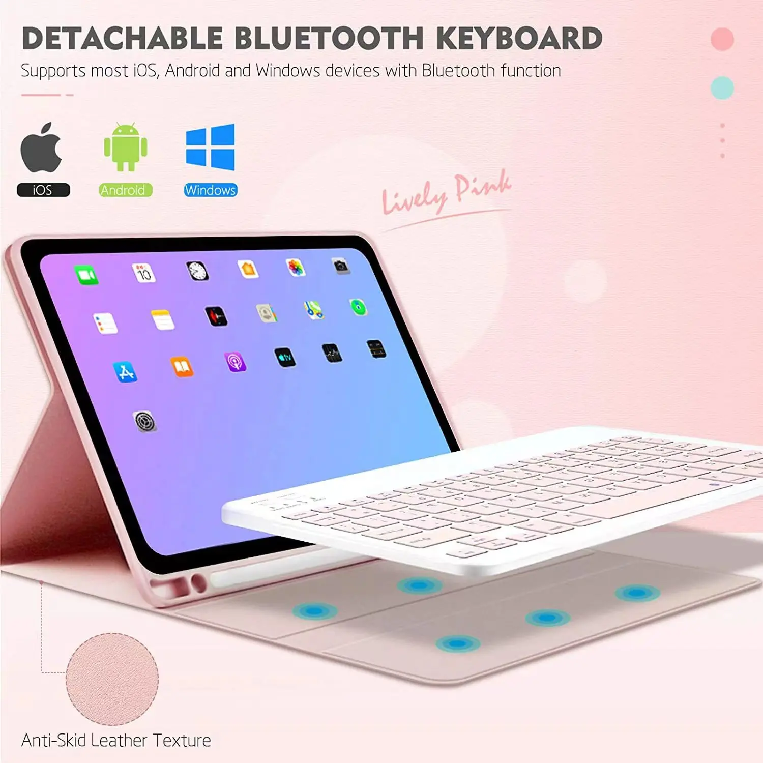 Case For iPad 7th 2019 8th 2020 9th 2021 10.2 inch, Detachable Bluetooth Keyboard Cover for iPad Air 3rd Pro 10.5 inch