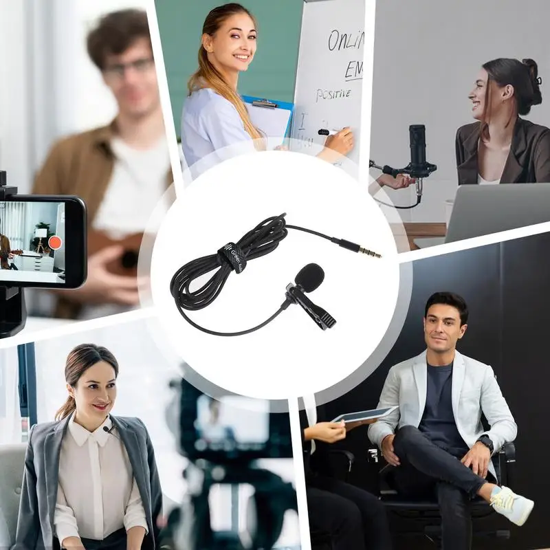 Micrófono de solapa mini 3.5mm para teléfono móvil PC laptop con cable para grabación 4