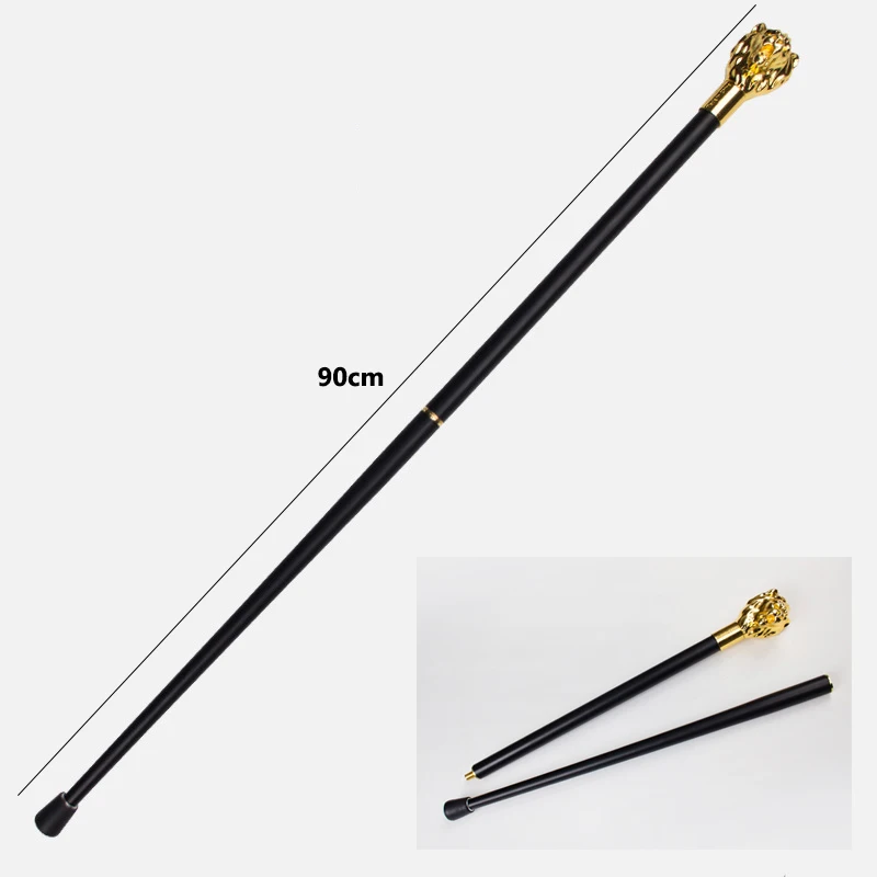 90cm Outdoor EDC Lion Civilization Crutches Metal Stick Lion Elderly Wand British Gentleman Wand Cane Car Portable Tool