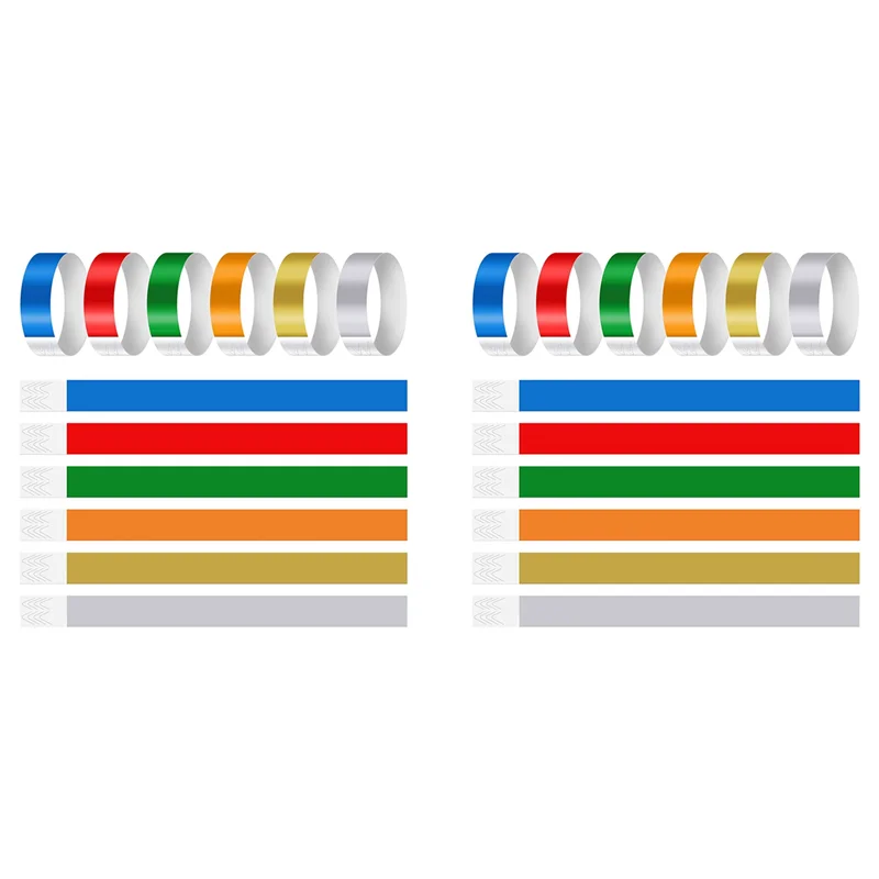 B50B-1200 PCS Neon Colored Wristbands For Events, Synthetic Paper Waterproof Lightweight Activity Identification Wristbands