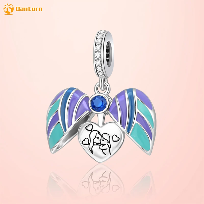 

Danturn 925 Sterling Silver Original Beads I love my mom Dangle Charm fit Snake Chain Bracelet Fashion Women Jewelry Making
