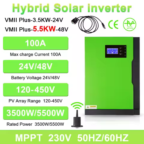 3500w 5500w Off Grid Hybrid Solar Inverter Converter 24V/48VDC to 230VAC Power Inverter Parallel MPPT 80A Charger