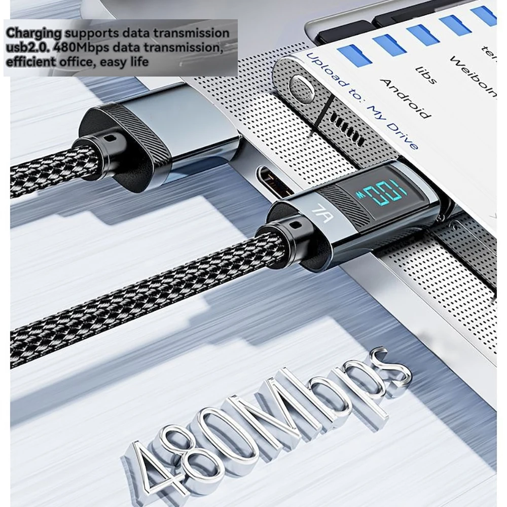 7A USB Type C Cable 100W Fast Charging USB C Data Cord For Huawei For OPPO FOR Samsung Charger 480Mbps Data Transmission