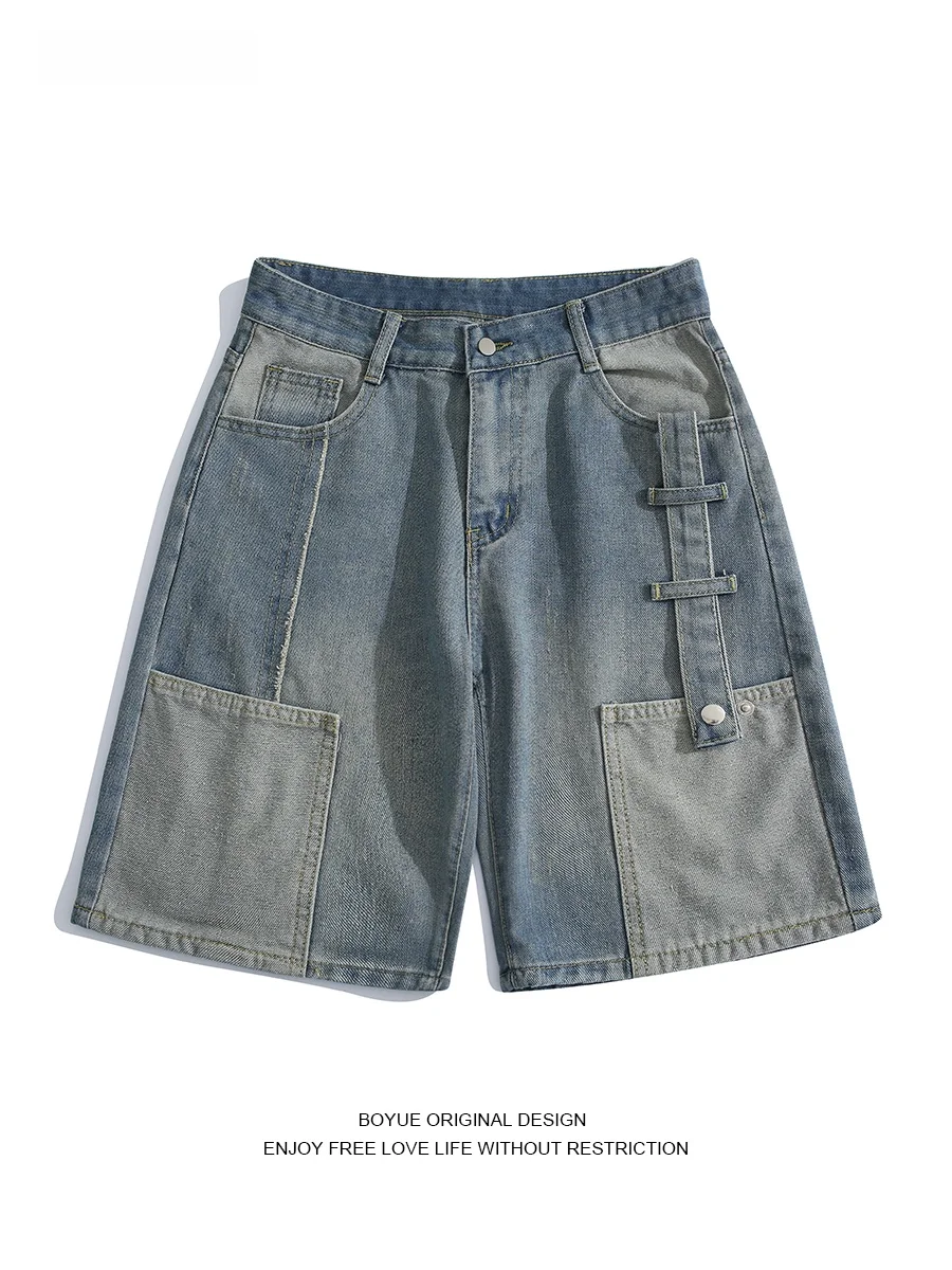 

Boyue American Sle Faion ort Jeans ket Color Blo Five-Point Workwear orts Youth Casual Summer Straight Leg Trousers