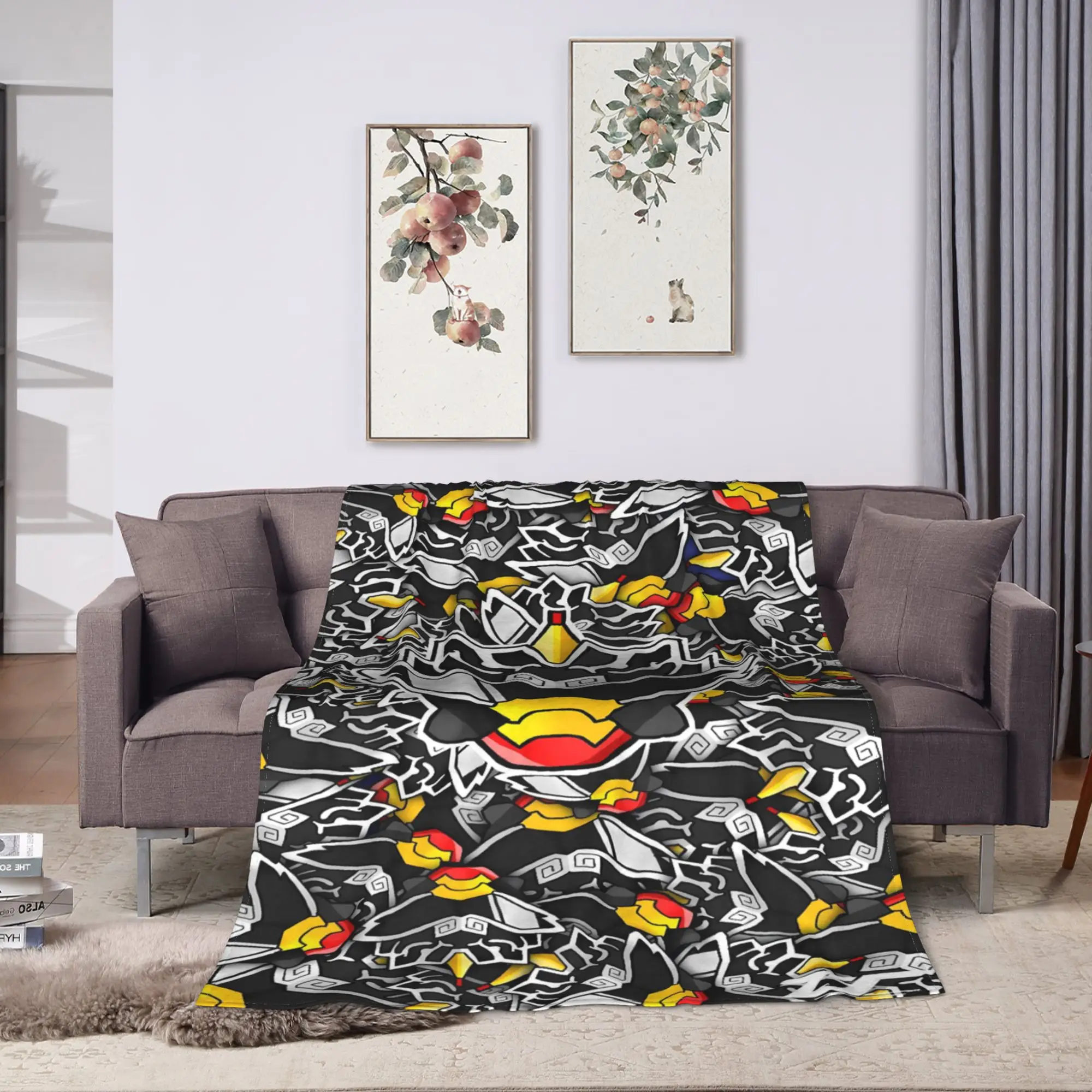 Grayscale Mosaic Kamen Rider Blanket Quality Soft  Throw Blanket Autumn Travel Couch Bed Comfortable Bedspread