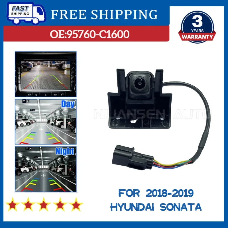 Cámara de asistencia de estacionamiento de marcha atrás para Hyundai Sonata, vista trasera, reemplazo 95760-C1600, 95760C1600, 95760-D0000, 2018-2019