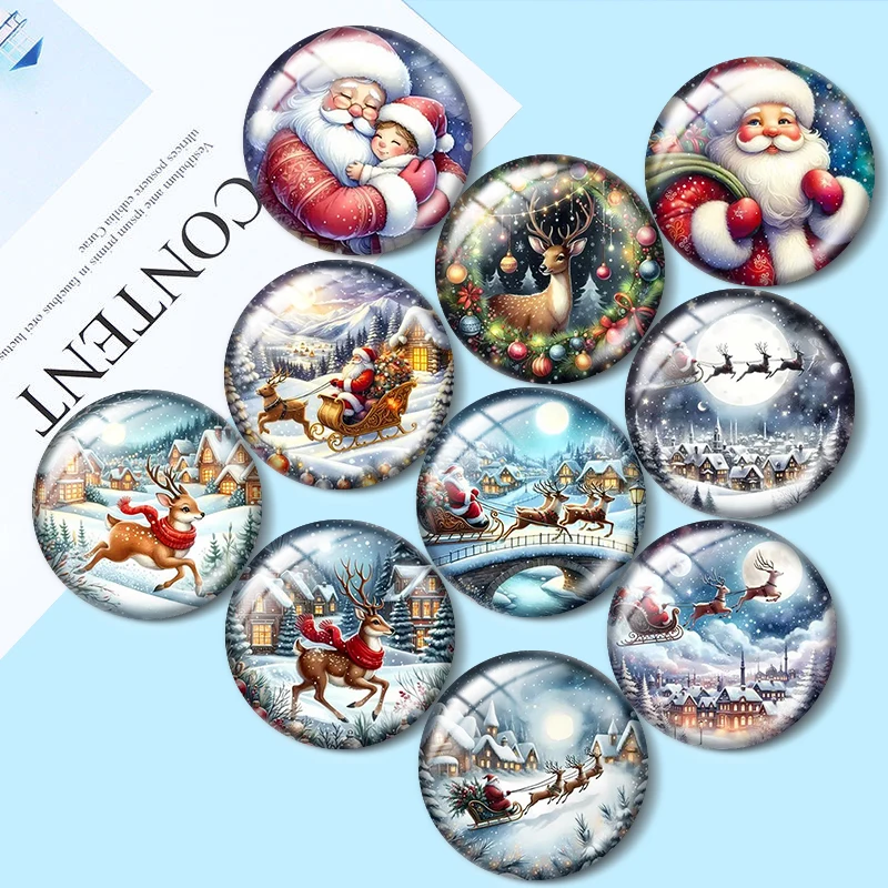 Watercolor Christmas Night  for making jewelry 10pcs12mm/14mm/16mm/18mm/25mm Cabochon Demo Flat Back Making findings