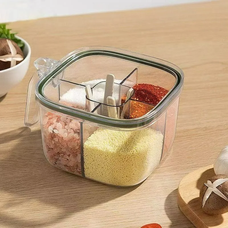 Seasoning Box Household Kitchen Seasoning Can Combination Set Integrated Multi-grid Pepper Storage Seasoning Bottle