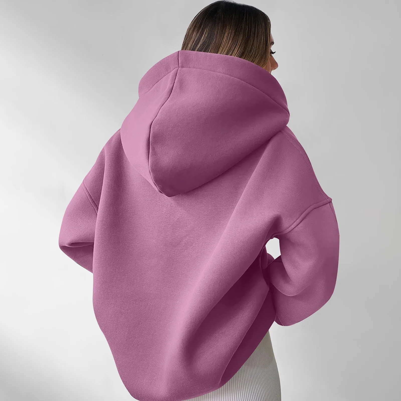 Hoodies de veludo com decote em v feminino, manga comprida, básico, extragrande, moletom quente, roupas femininas de inverno, streetwear pop, novo,