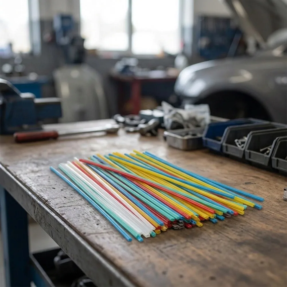 50pcs Polypropylene PP Welding Rods 2 Strands for bumper repair and panel restoration includes six colors 20/25/50/100cm