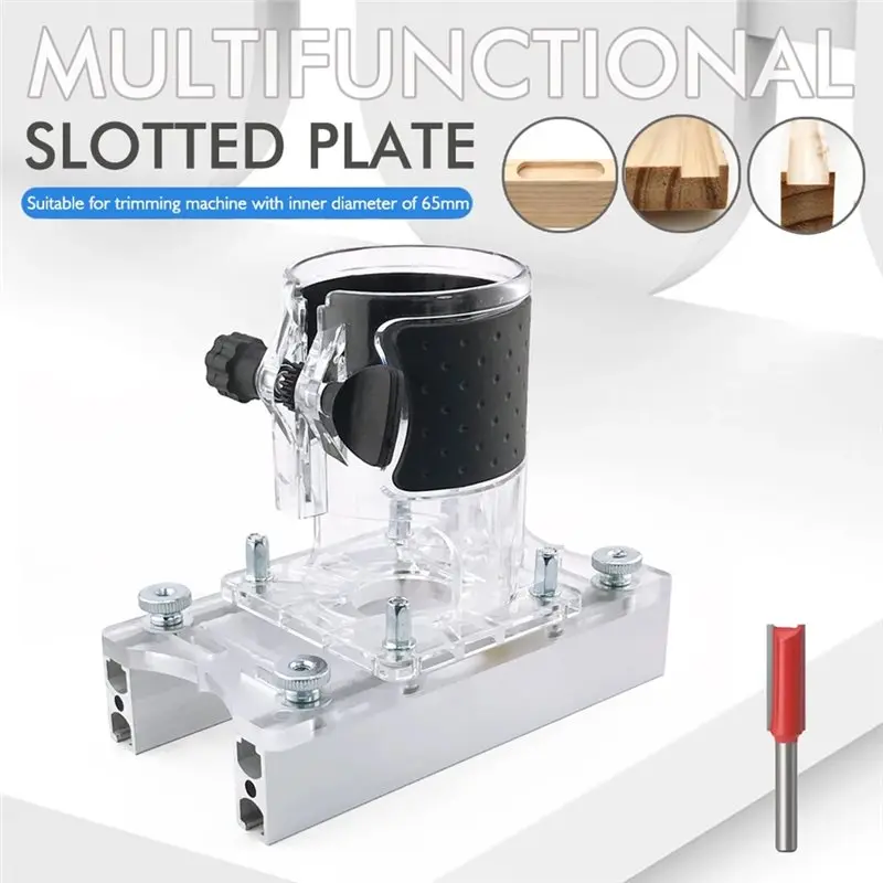 Premium-2 In 1 Fastener Slotting Bracket Router Base Tool Adapter Woodworking For Furniture DIY Concealed Connector Trimmer Base