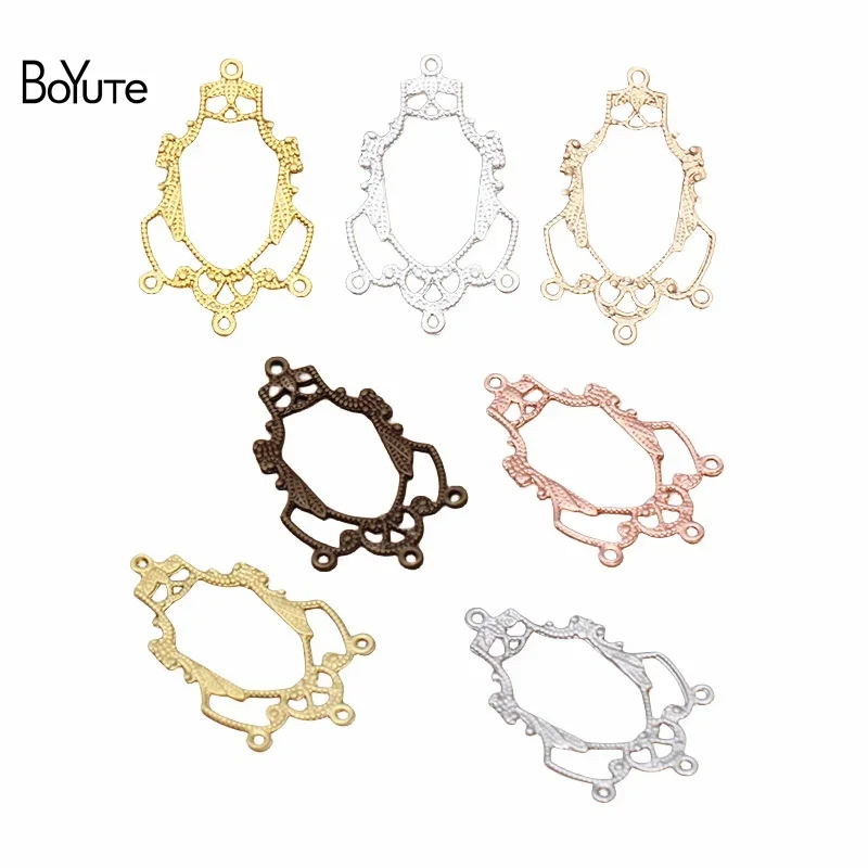 

BoYuTe (100 Pieces/Lot) 12*27MM Metal Brass Filigree with 4 Loops DIY Vintage Jewelry Accessories Handmade Materials Wholesale