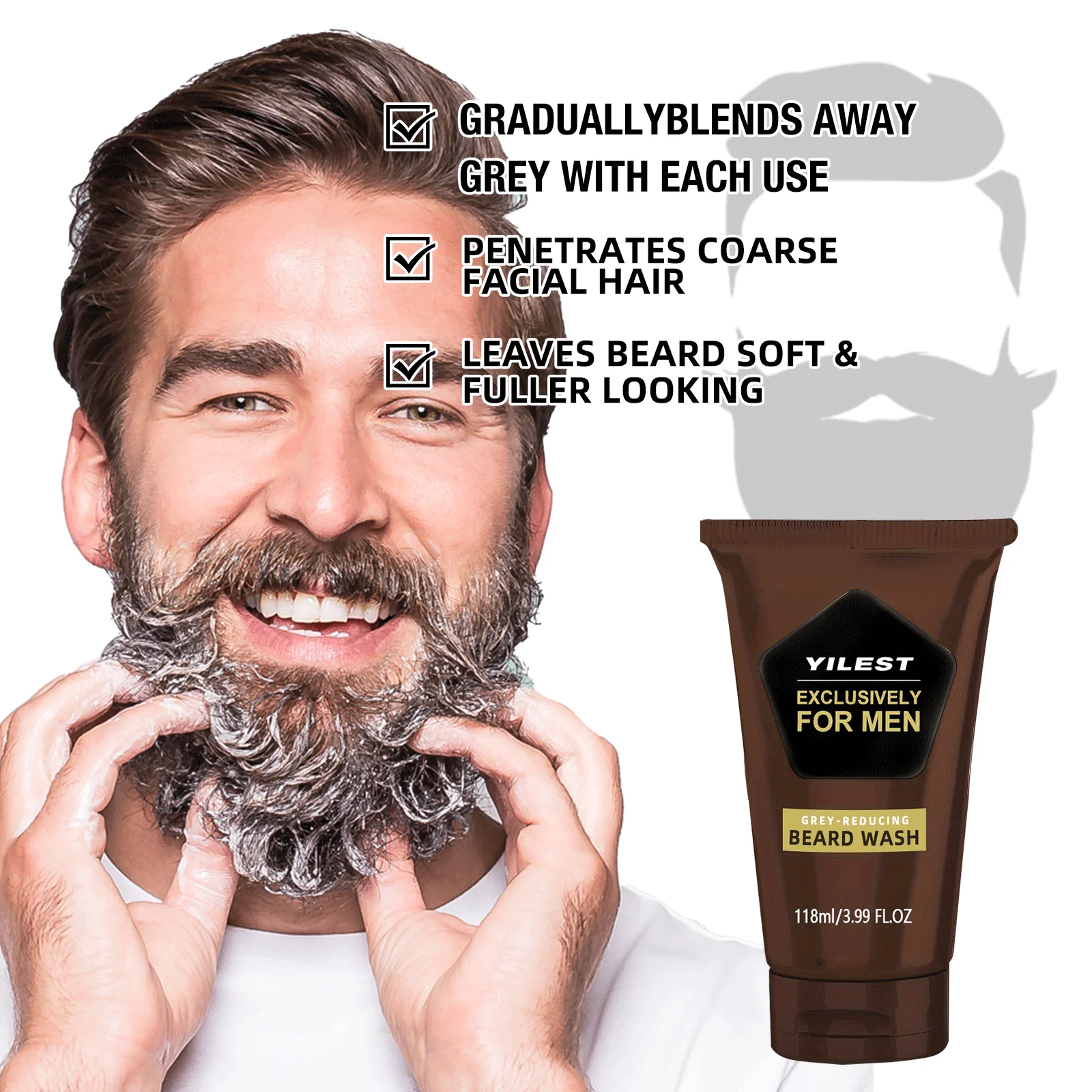 Beard Lotion Foam Rich Deep Cleaning Nourish Beard Remove Dirt Excess Grease Men Soft Beard Healthy Shine Strengthen Beard Roots view 5