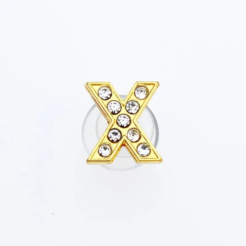 Gouden Letters Kristal Diamant Legering Bedels Accessoires Mode Zachte PVC Schoenen Gesp Kids Decoratie Ontwerp Groothandel 1 Stuks