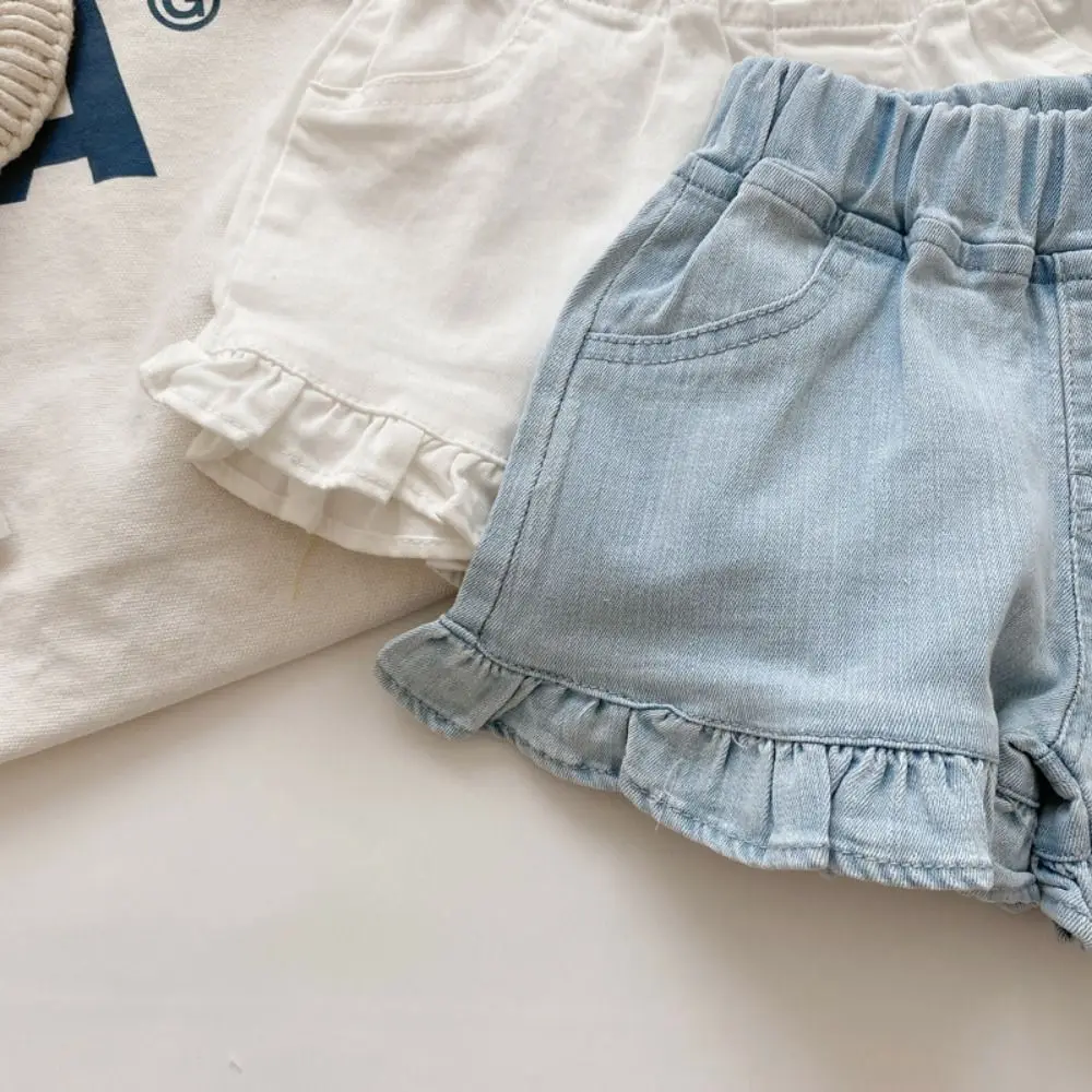 1Pcs New Summer Girl Denim Shorts Casual Fungus Edge Children Pant Korean Version Soft Kid Short Jeans