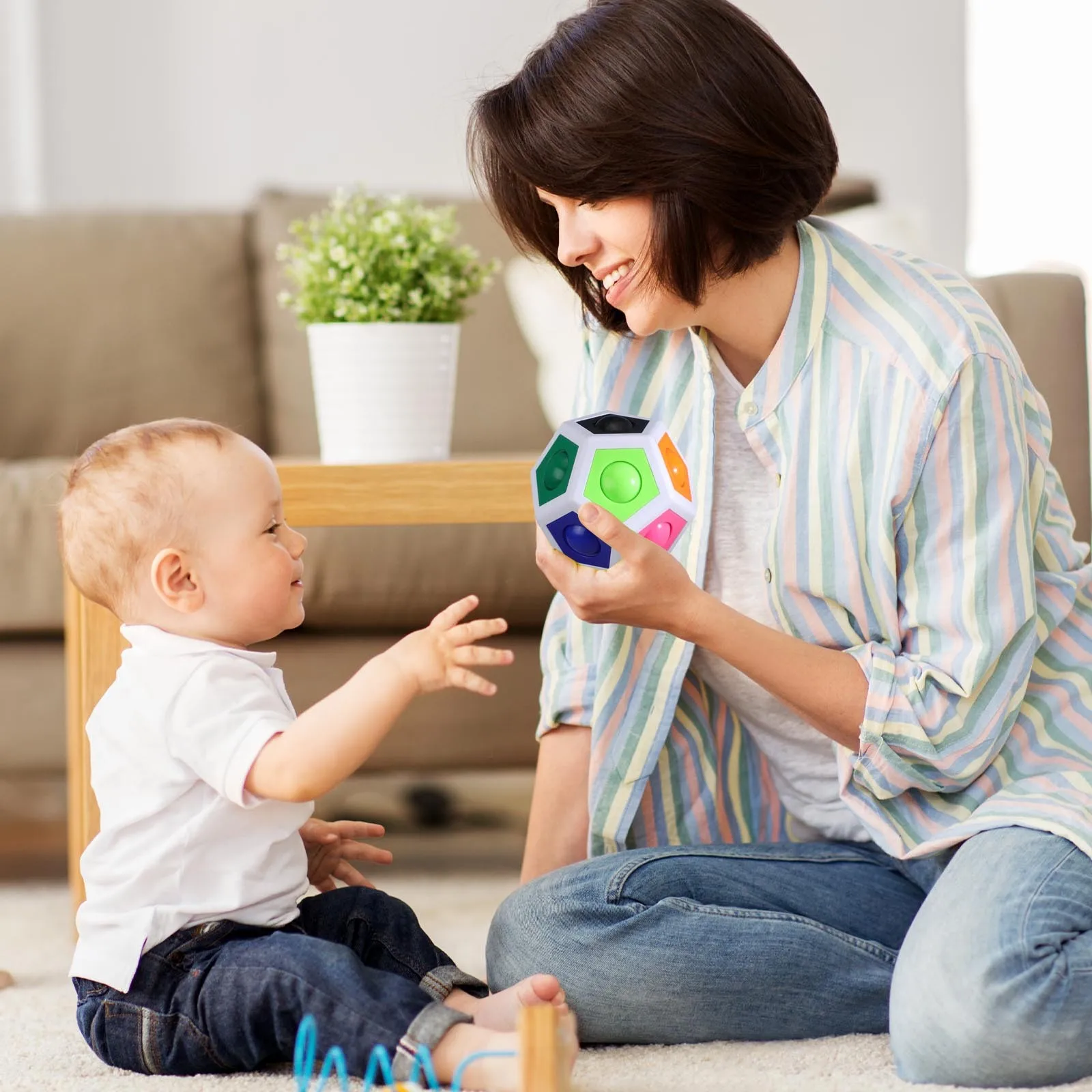 Arco-íris quebra-cabeça pressionando bloco poliedro brinquedo de descompressão para restaurar a cor cérebro jogo presente para crianças matando tempo