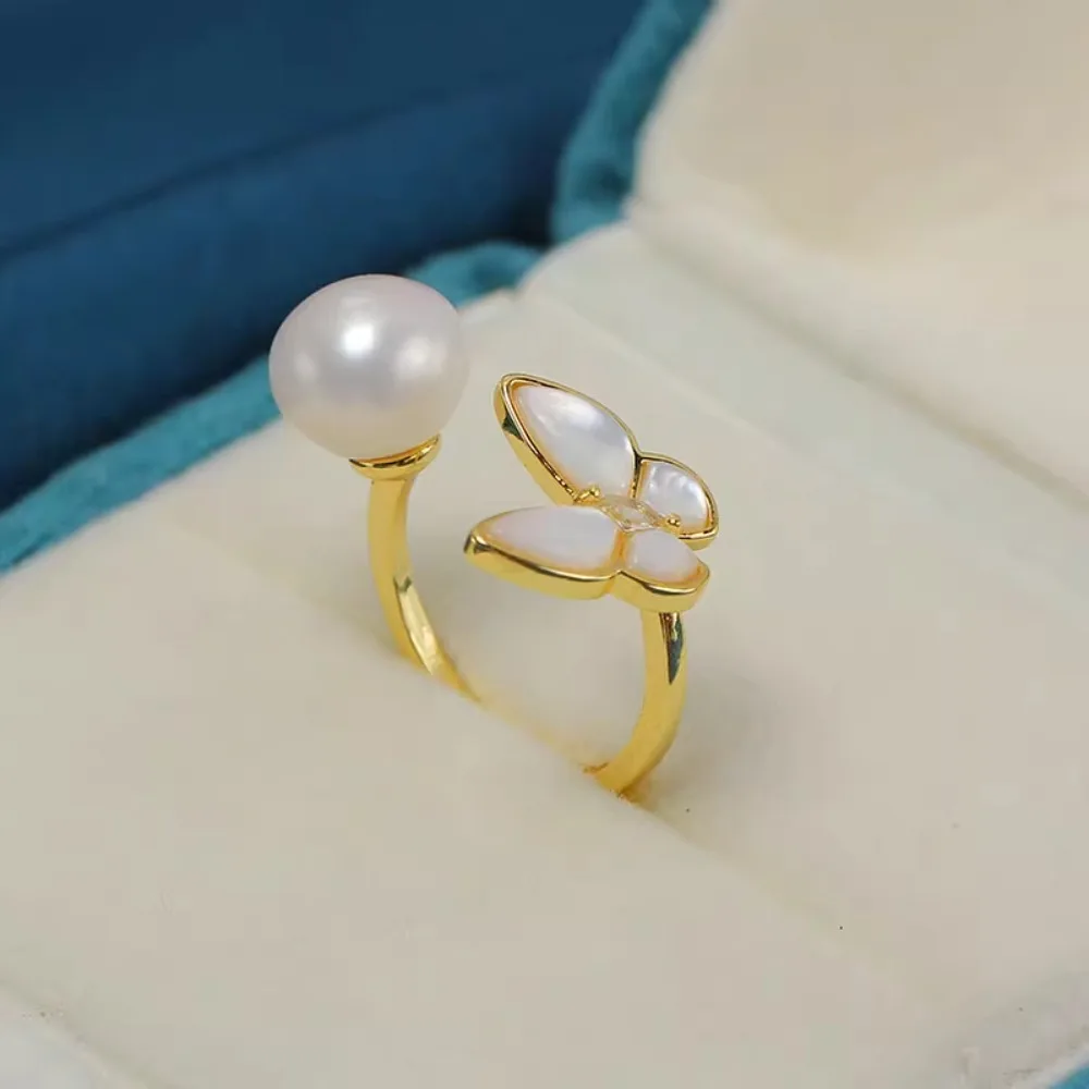 

5pcs Adjustable Gold Plated Pearl Ring Settings Findings & Accessories-for Jewelry Making Bulk Wholesale Craft Supplies 7-9mm