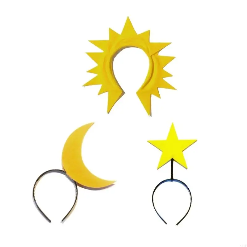 

N2UE Creative Sun Headpiece Proms Birthday Star Hairbands Fun Headwear Eye-catching Moon Hair Headwear