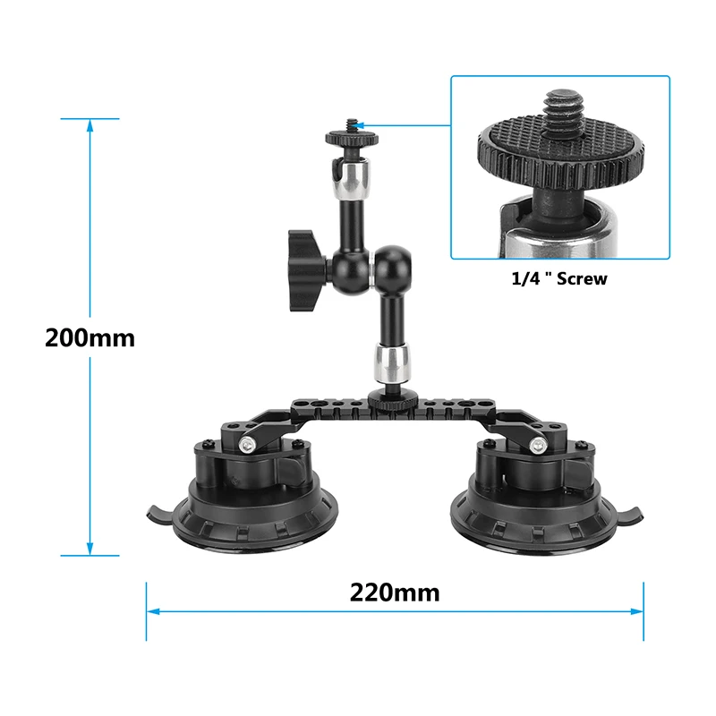 CAMVATE Dual Suction Cup อุปกรณ์ติดกล้องที่มี5.7 "มหัศจรรย์แบบประกบ Arm & NATO Rail สำหรับ Gopro อุปกรณ์เสริม