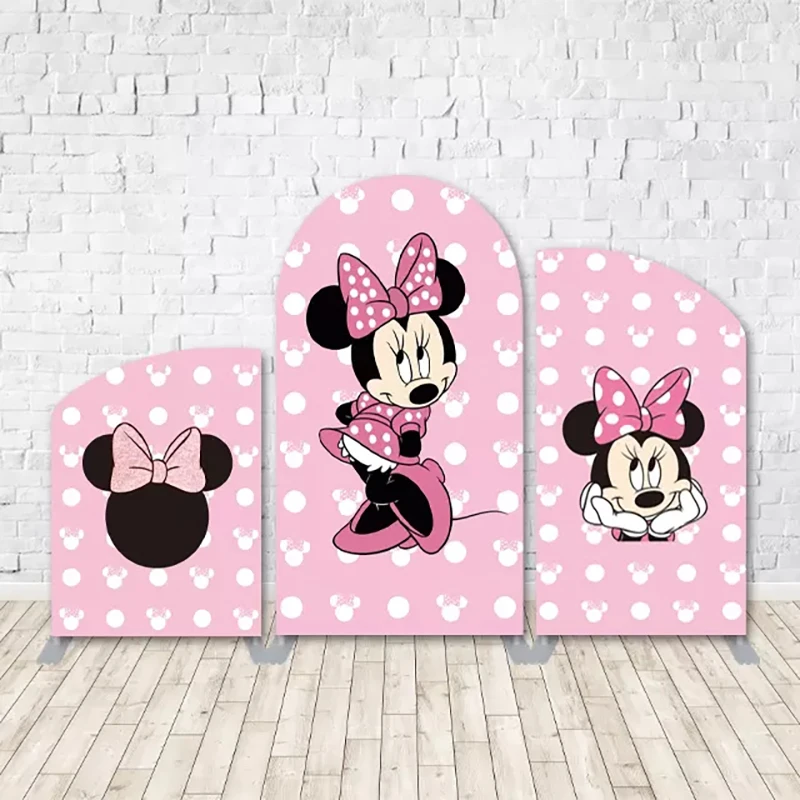 

Pink Polka Dots Minnie Mouse Arch Chiara Backdrop Cover for Girl Birthday Party Supplies Decor Baby Shower Newborn Background