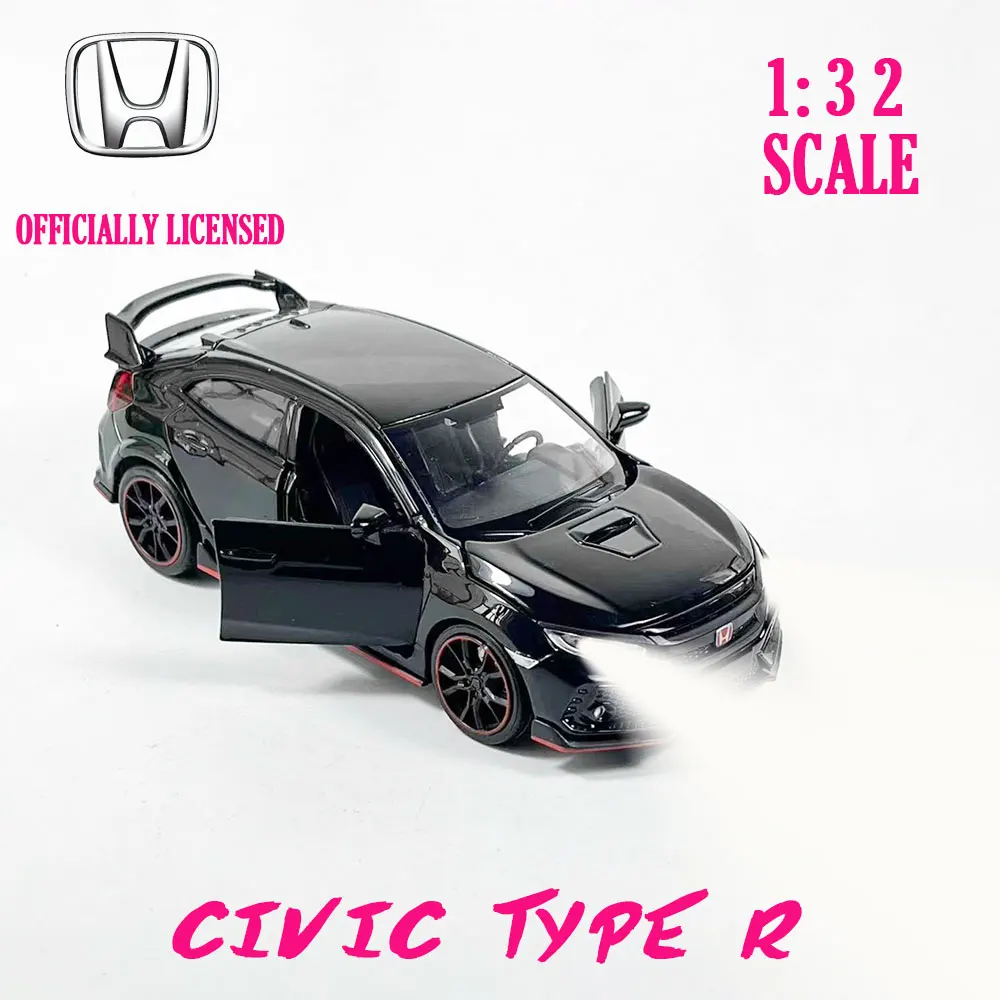 

Honda Civic type R 1:32 Diecast Pullback Muscle Car Model Repilca with Light Sound Scale Alloy Miniature Kid Boy Xmas Gift Toy