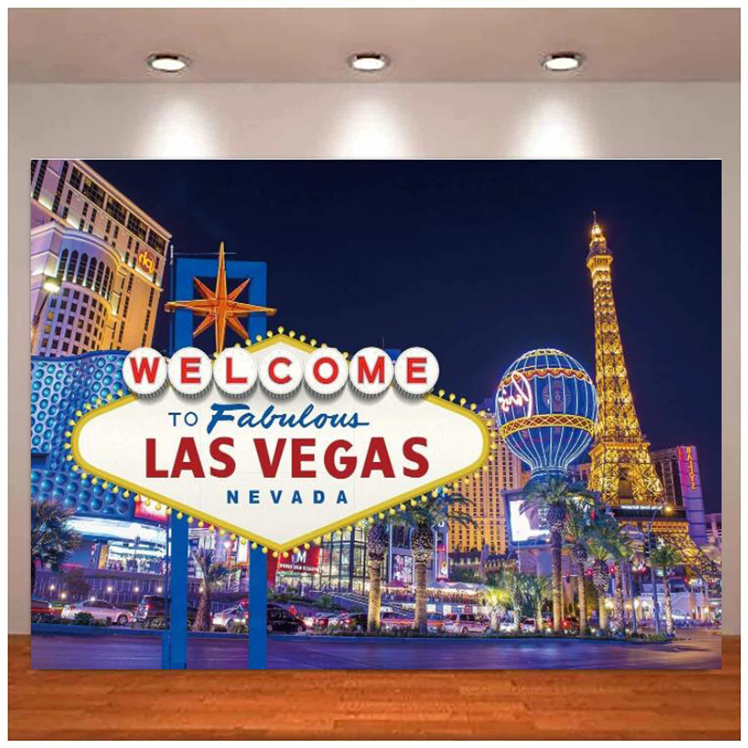 

Welcome To Las Vegas Night City Photography Backdrop Fabulous Casino Night Theme Birthday Prom Decoration Supplies Backgeound