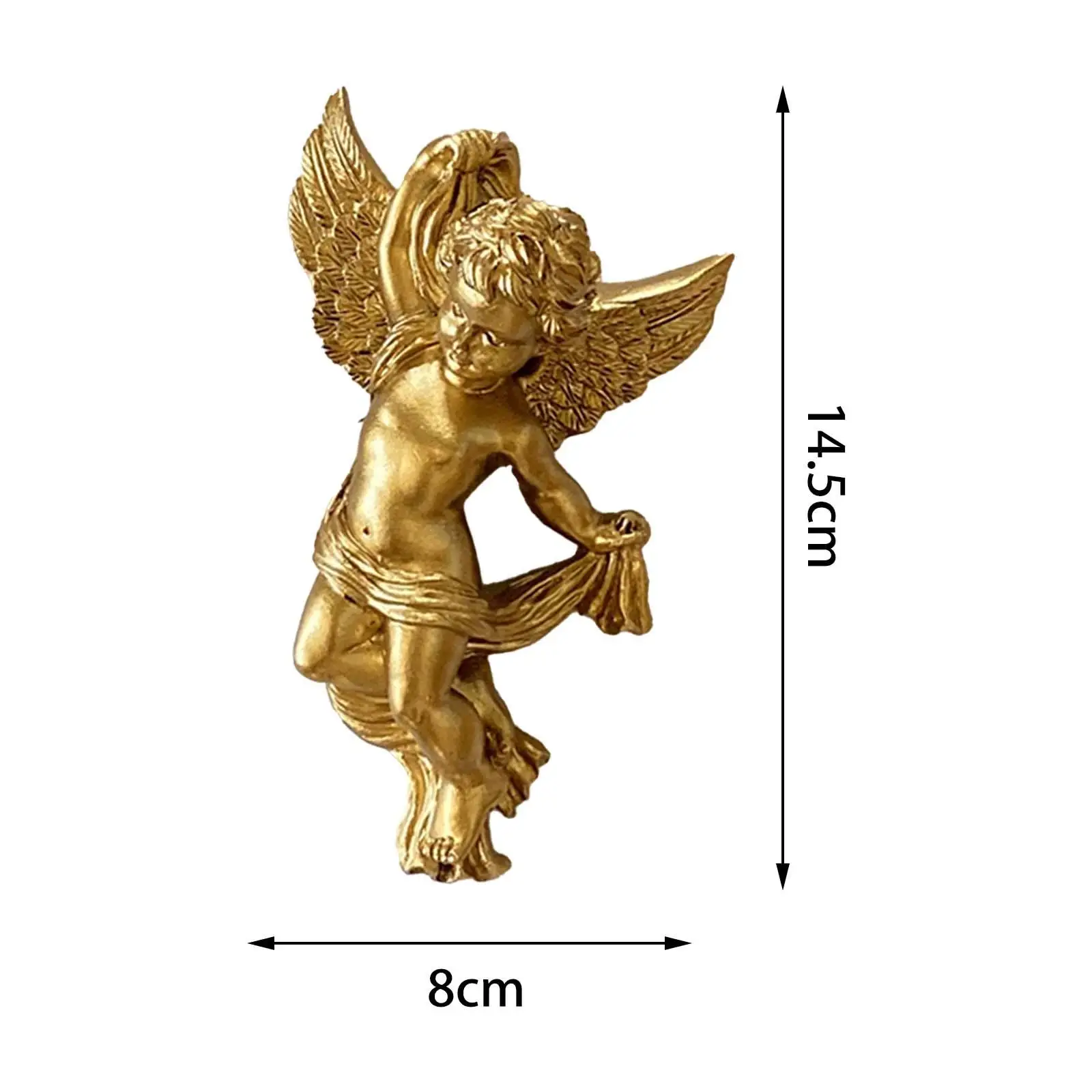 Zestaw 2- żywicznych rzeźb ściennych Angel Cherub Ozdoba ścienna Urocza figurka anioła do dekoracji ślubnych Złoty kolor Wszechstronny