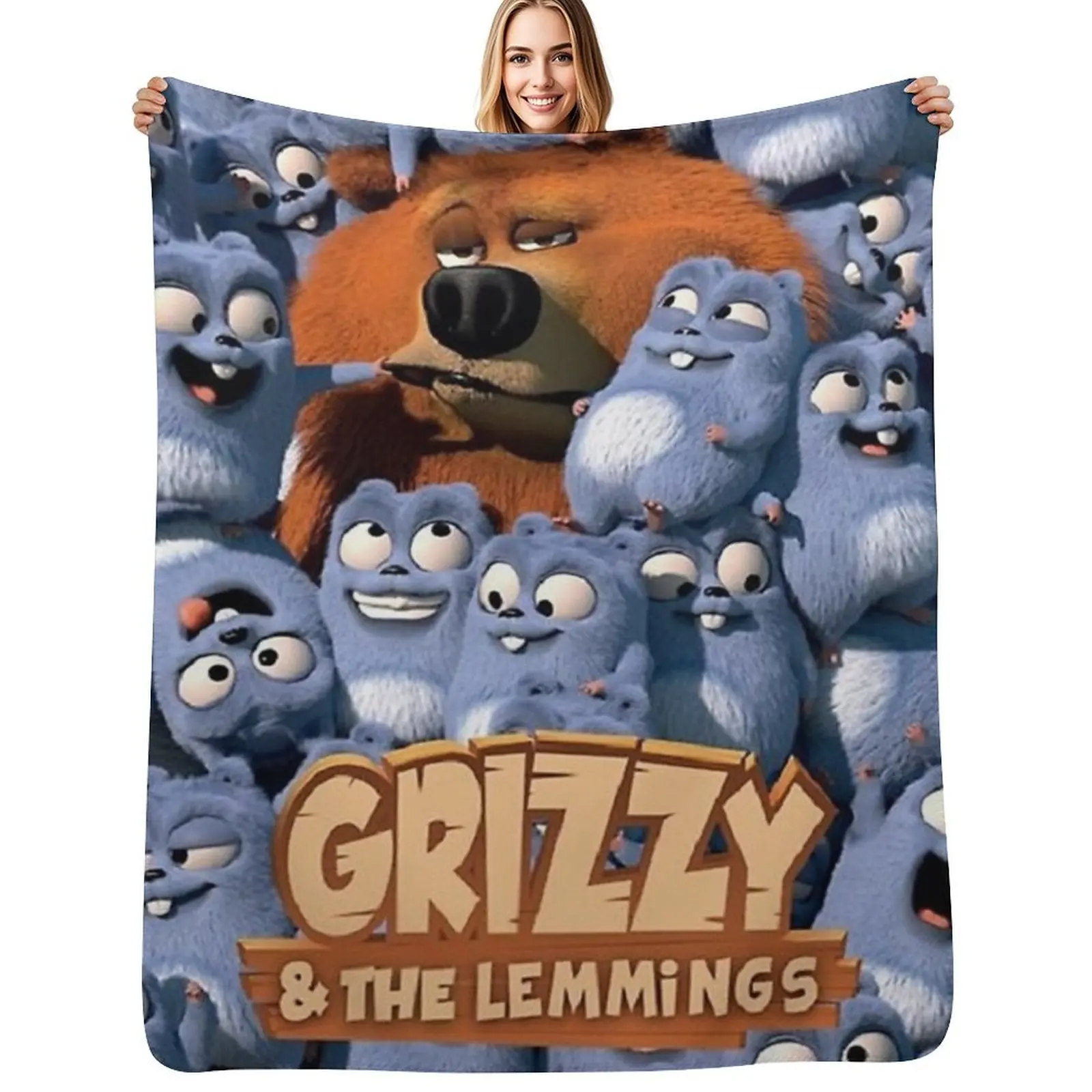 

Grizzy and the Lemmings Throw Blanket christmas gifts Picnic Tourist Beautifuls Blankets
