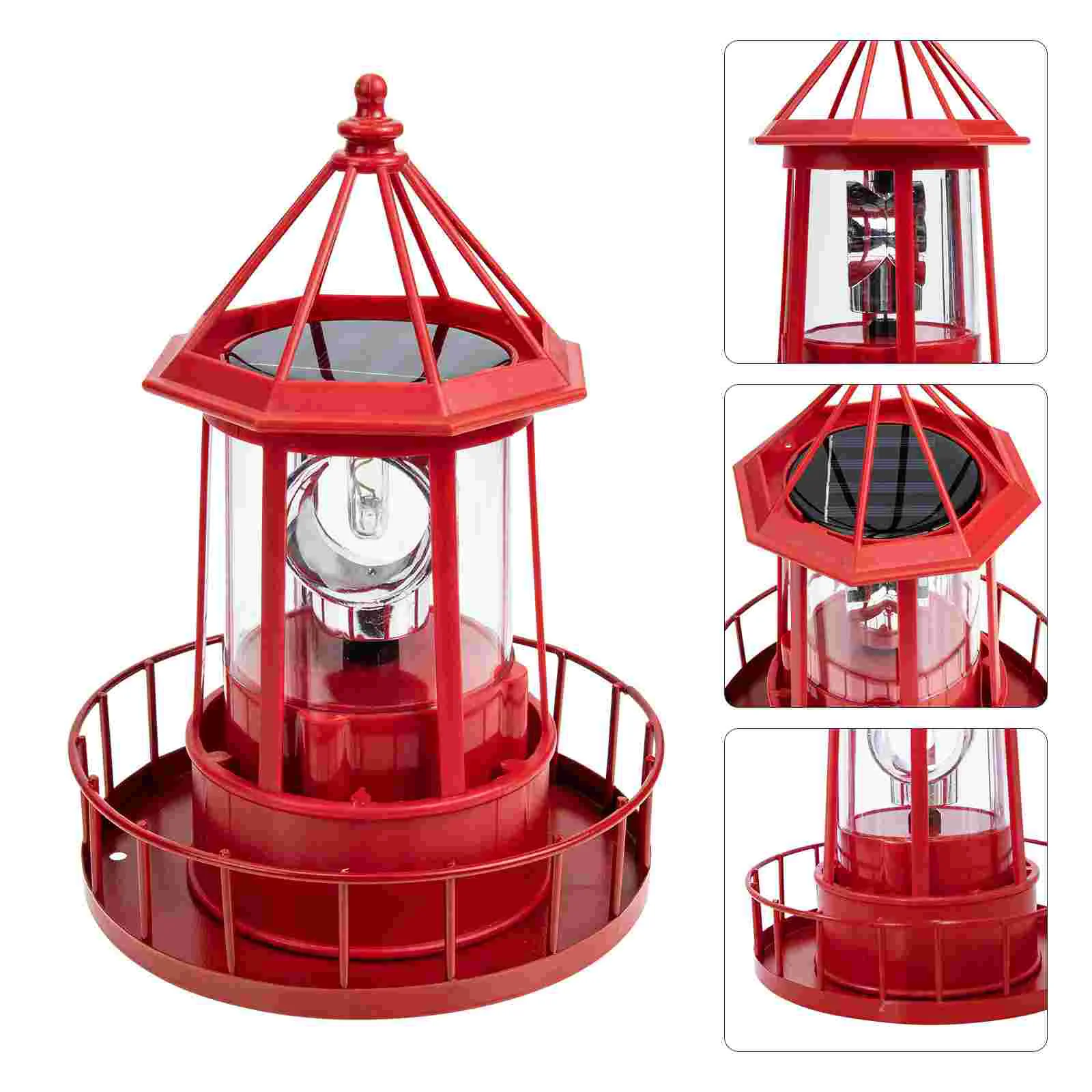

Rotating Beacon Light Pendant Solar Lighthouse Lawn Lamp Lantern Garden Adornment Iron Abs Shape Decor