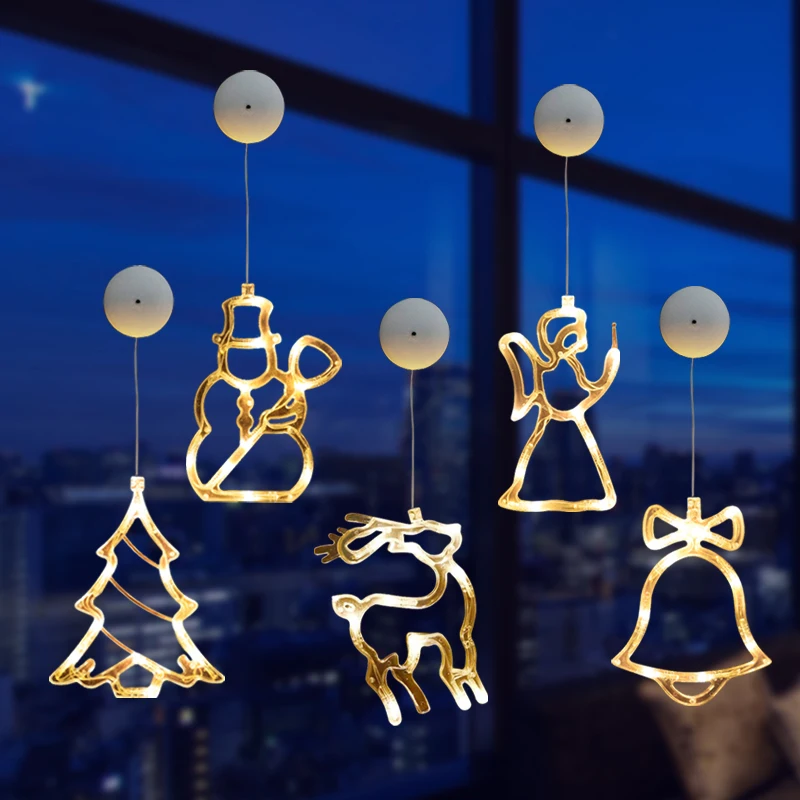 Luci natalizie a LED, luci a ventosa, vetrine, decorazioni per l'atmosfera natalizia, luci sospese, luci colorate