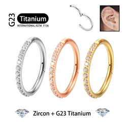 Titânio G23 Brincos Hoop Rodada Tragus Cartilagem Helix Daith Lip Hinged Clicker Segmento Orelha Nariz Anel Body Piercing Jóias