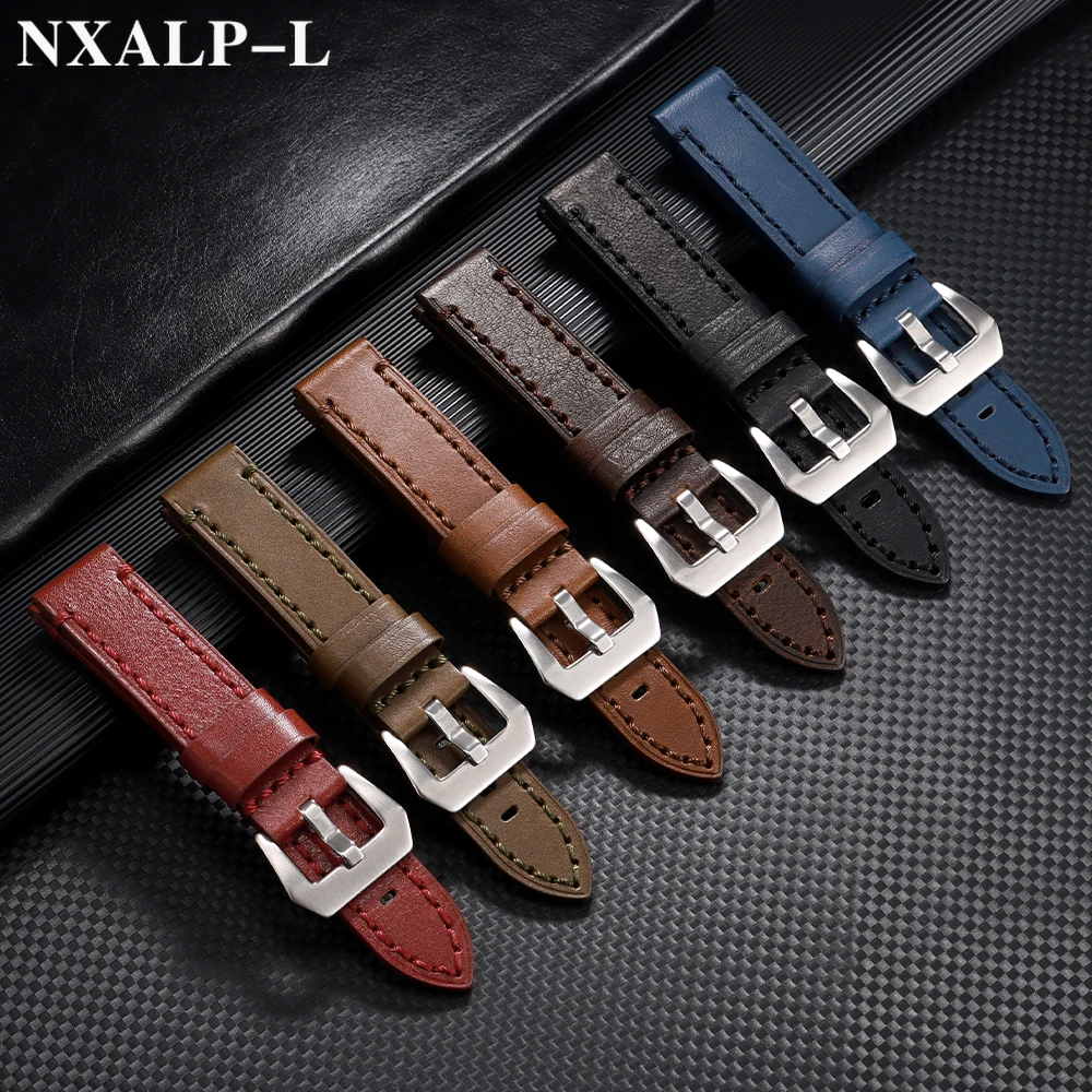 Nähte Armband Echtes Leder Uhrenarmband 18mm 20mm 22mm 24mm 26mm Rindsleder Armband für Panerai für Omega Armband