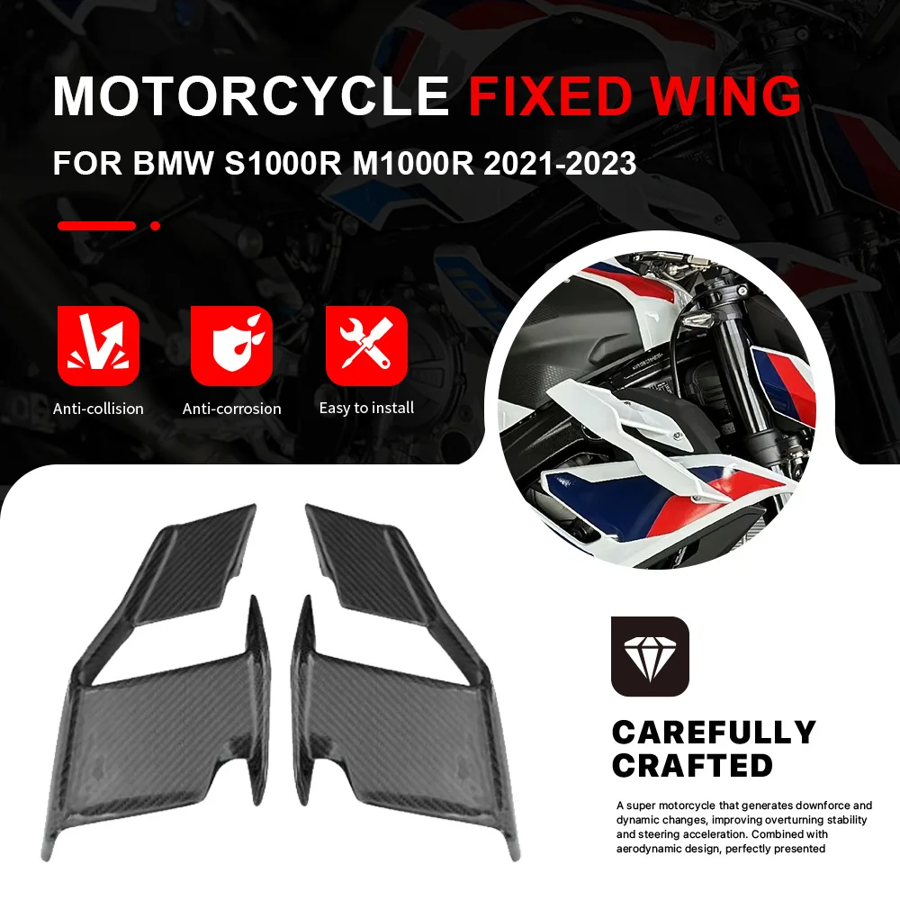 

Motorcycle Front Aerodynamic Fixed Wing Spoiler For BMW S1000R M1000R 2021-2023 ABS Side Winglet Windshield Wing Aileron Fairing