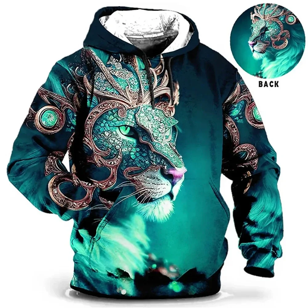 Sweat à capuche imprimé tigre 3D pour homme, pull à manches longues, vêtements respirants Harajuku Y2k, designer PVD, printemps et automne, 4XL