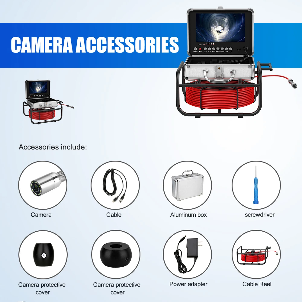 Imagem -06 - Maotewang Câmera de Inspeção de Tubo de Esgoto Endoscópio com Gravação Dvr Monitor 20m 30m 50m Ip68 Dreno Esgoto Pipeline Industrial