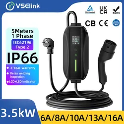 EVSELink EV Caricatore portatile 3.5kW 7kW Type2 GBT 5M Cavo 4 modalità di corrente WallBox con display Prenotazione Tempo Car Ricarica rapida