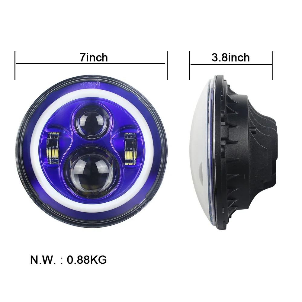 7 INCH BLUE HALO LED PROJECTOR HEADLIGHT LIGHT BULB + 4.5 INCH FOR LIGHT + MOUNTING BRACKET FOR MOTORCYCLE