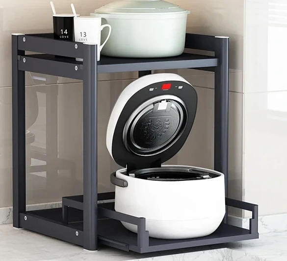 Rice cooker rack kitchen pull-out shelf table multifunctional household pot rack air fryer storage rack